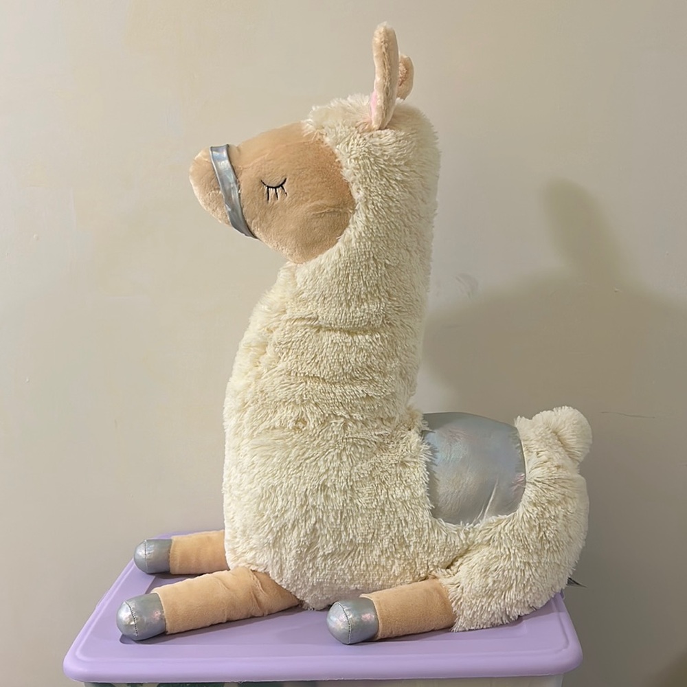 XL Plush Llama Toy with Silver Accents